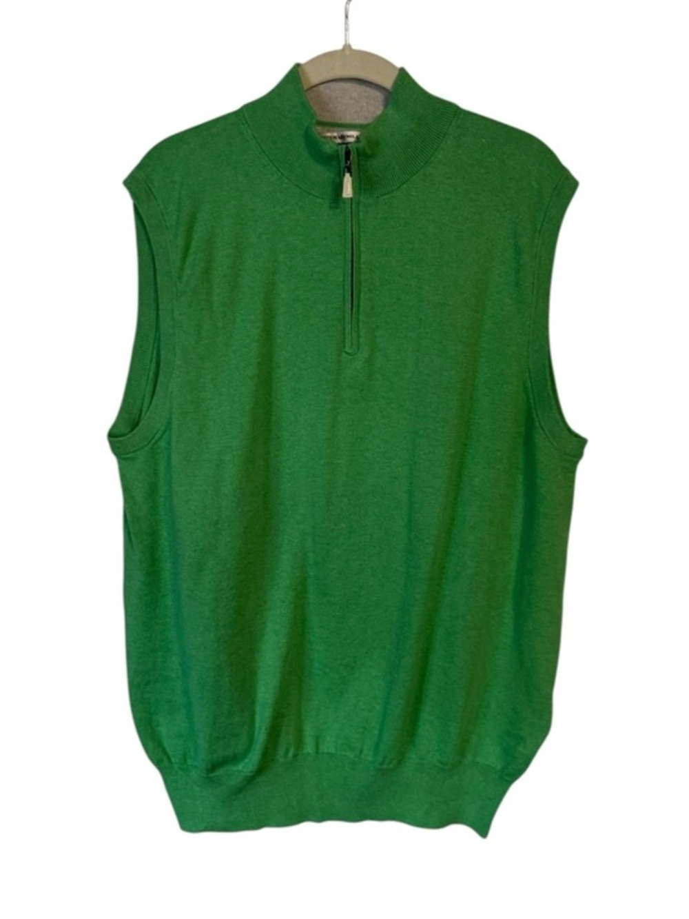 Peter Millar Green Cotton and Cashmere 1/4 Zip Sweater Vest NWOT Size Large